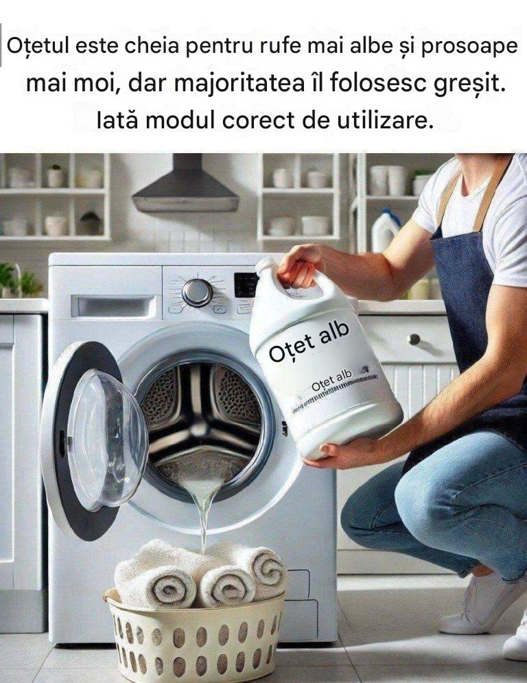 Oțetul este cheia pentru alb mai alb și prosoape mai moi, dar majoritatea îl folosesc greșit. Iată modul corect de a-l folosi. Articol complet