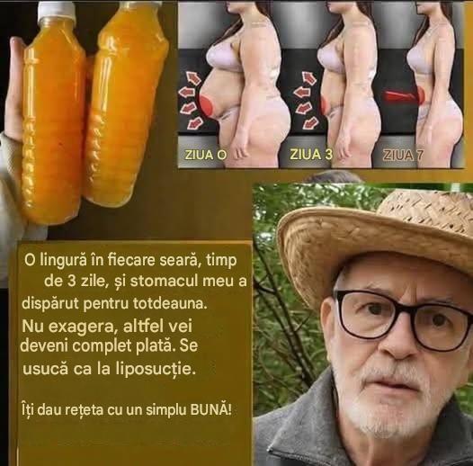 Răcoritor și delicios! O lingură în fiecare seară, timp de trei zile, și burtica mea a dispărut definitiv. Nu exagera, altfel vei ajunge lipsită de piele. Usucă pielea ca după liposucție. Îți ofer rețeta pentru un simplu „BUNĂ”.
