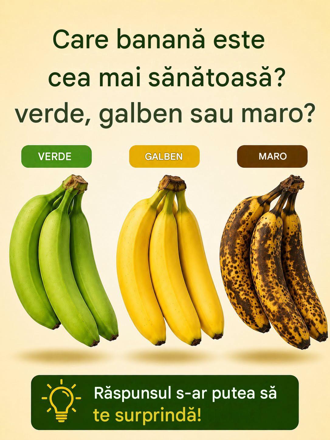 Verde, galbenă sau maro… Care banană este de fapt cea mai sănătoasă?  Aflați în comentariile de mai jos 👇