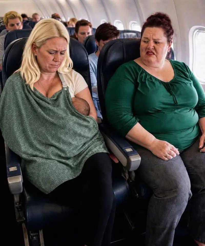 Alăptam bebelușul meu de 5 luni când femeia de lângă mine în avion mi-a spus: “încuie-te în toaletă” – apoi fiica mea cea mare a pus-o la locul ei