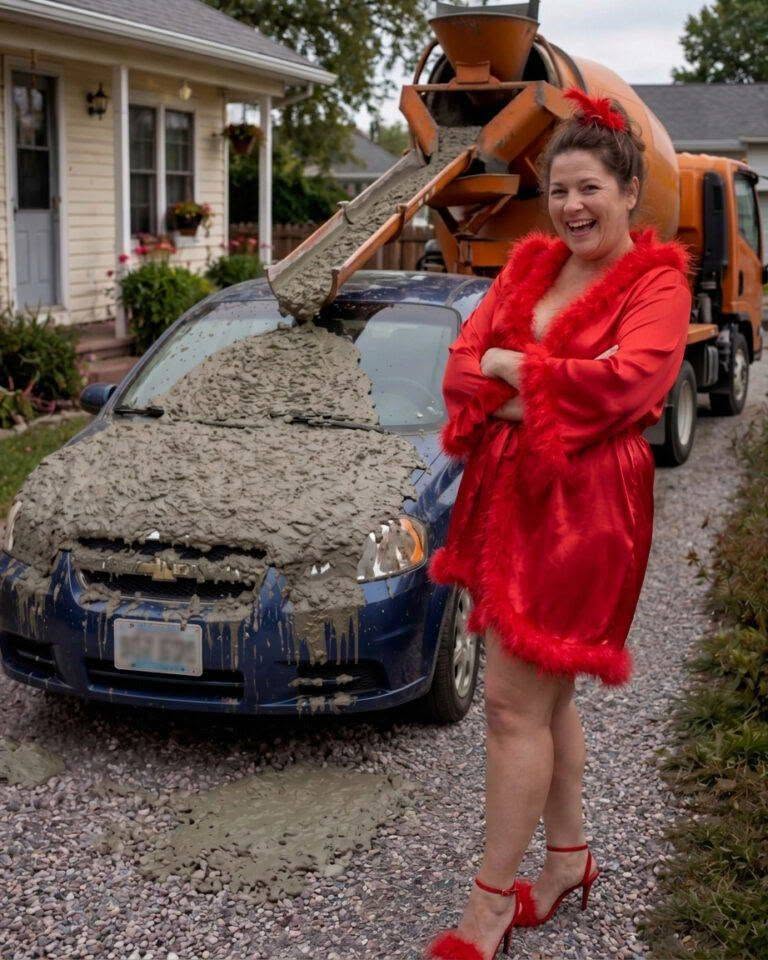 Vecina mea mi-a acoperit mașina cu beton pentru că “i-am blocat vederea la lac” – apoi fiica mea de 8 ani și-a șters zâmbetul de pe față