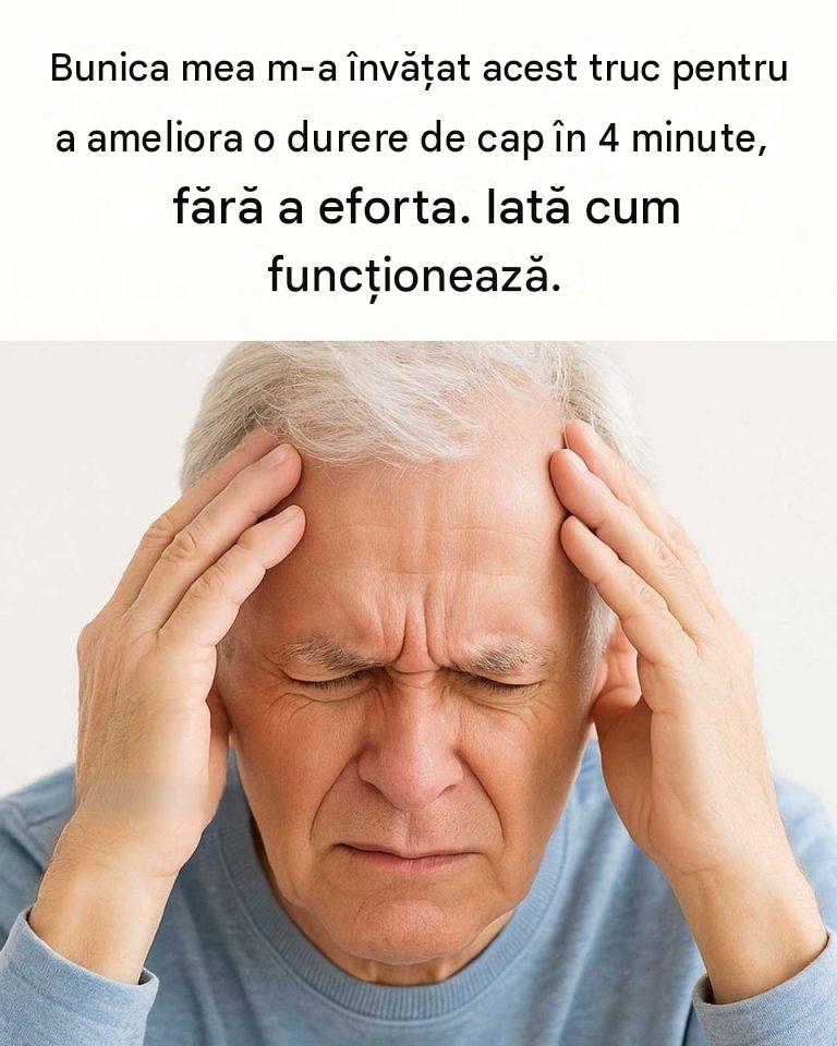Bunica m-a învățat acest truc ca să ameliorez durerile de cap în 4 minute fără să lucrez. Iată cum funcționează.